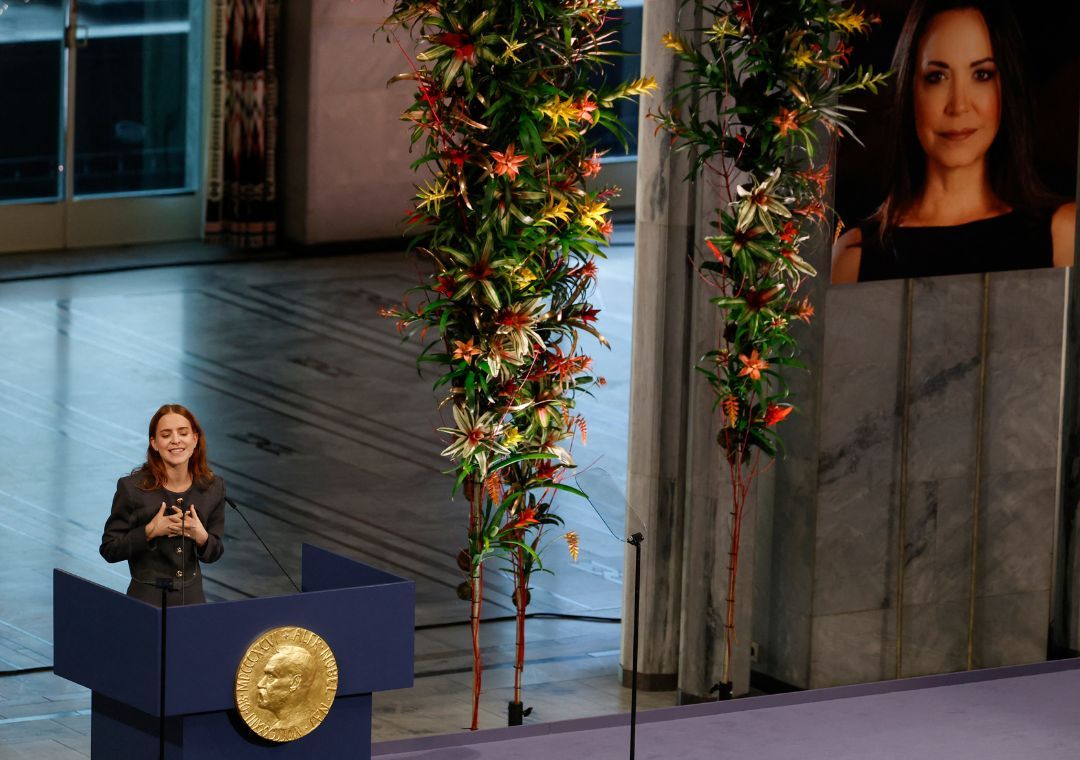 Ana Sosa, hija de María Corina Machado, dio el discurso por su madre en Oslo.